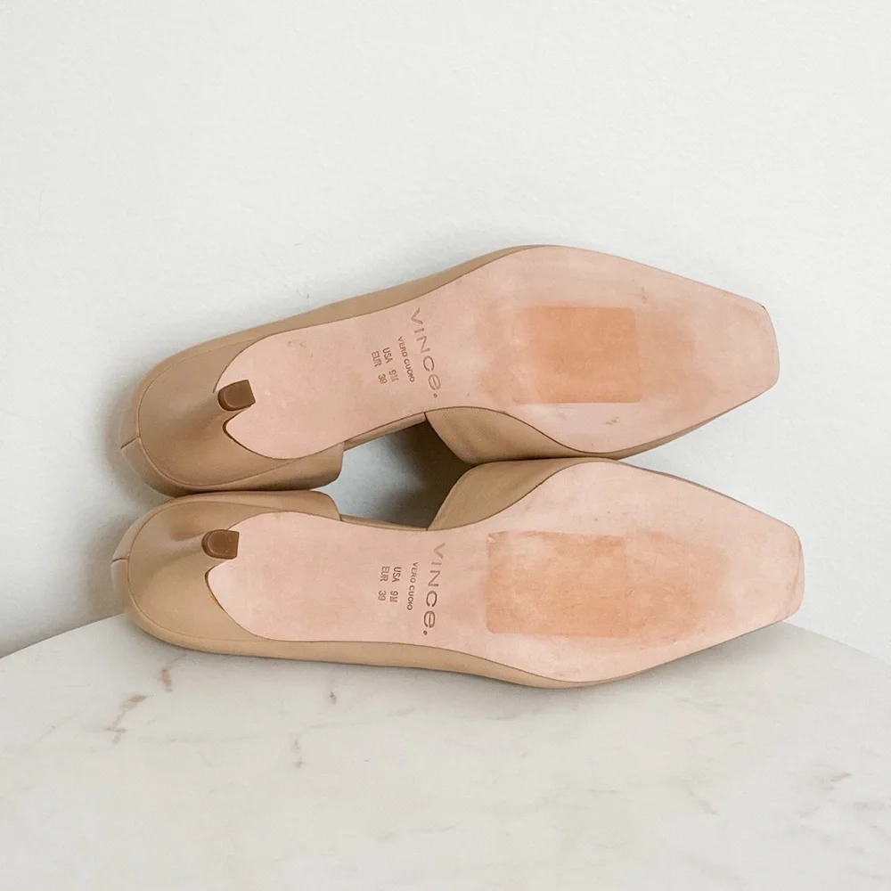 NEW VINCE Tiana Square Toe Leather Pump in Tan Size 9